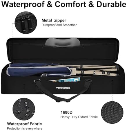 Camping Chair Replacement Bag, 42 Inch Extra Large Zippered Cot Bag, Waterproof Foldable Carrying Case with Handle Strap, Large Mouth fits Most Cots & Chairs for Travel Outdoor