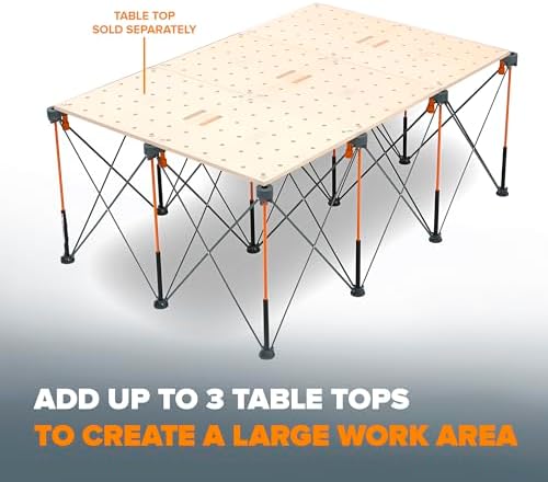 BORA Centipede CK12S 30 inch height Portable Work Stand, Includes 4 X-Cups, 4 Quick Clamps, Carry Bag, Portable Work Support Sawhorse, 4Ft x 6Ft, 30 inch work height, 4500lb weight capacity