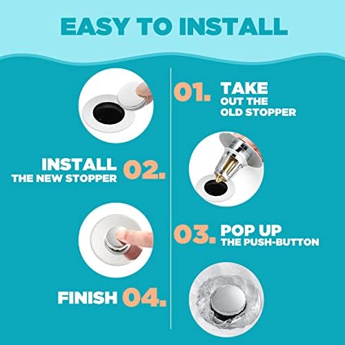 Bathroom Sink Stopper, for 1.1-1.5 Inch Bullet Core Push Type Basin Pop Up Drain Filter, Sink Drain Strainer