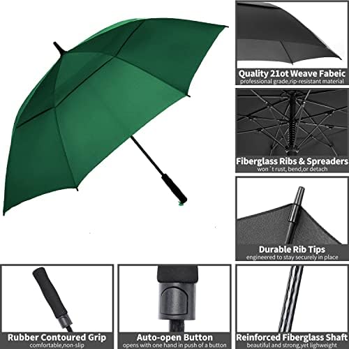 MRTLLOA 54/62/68/72 Inch Automatic Open Golf Umbrella, Extra Large Oversize Double Canopy Vented Windproof Waterproof Stick Umbrellas for Rain