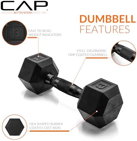 CAP Barbell Coated Dumbbell Weight | Multiple Options Pairs & Sets