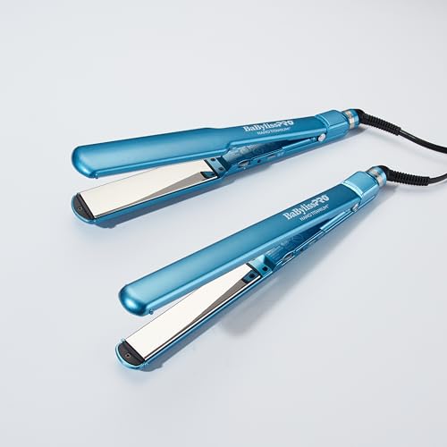 BaBylissPRO Flat Iron Hair Straightener, 1 Inch & 1-1/2 Inch Nano Titanium Prepack, Hair Styling Tools & Appliances, BNTPP57UC, Blue