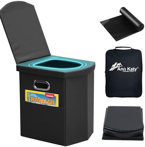 Upgrade XL Portable Toilet for Adults, Extra Large Portable Travel Floding Toilet, Camping Tall Toilets with Lid for Adults and Kids Compact Potty for Car,Hiking,Beach and Camping