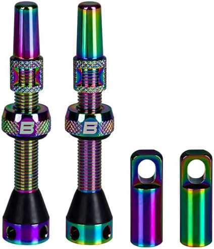 BWSHLF Tubeless Presta Valve Stem 40/44/55/60/65/80/100 mm, Super Light Alloy Presta Valve Stem Kit with Valve Core Remover Tool and Valve Stem Caps - Multiple Color and Size Options(Pair)