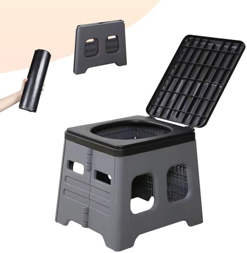 Portable Camping Toilet for Adults - Portable Folding Toilet with Lid,Travel Portable Potty for Adults,Porta Potty Car Toilet,Grey