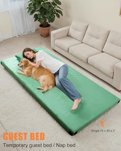 3 Inch Thick Memory Foam Sleeping Pad Camping Mattress,Portable Roll up Mattress-Car/Tent/Cot/Floor,Comfortable Sleeping Mats for Guests Kids Adult Sleepover