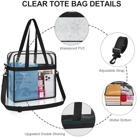 Clear Bag for Stadium Events 12×6×12 Clear Tote Bag for Concert,Sport,Festival