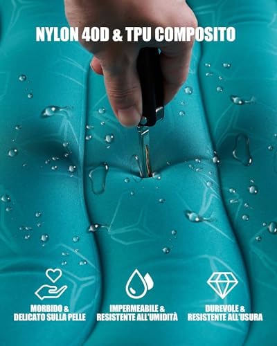 AKSOUL Sleeping Pad Ultra-Thick - Inflatable Sleep Mat, Lightweight & Compact 4.72 in Air Mattress with Pillow, Self-Inflating with Built-in Foot Pump for Traveling, Hiking, Camping (Blue)