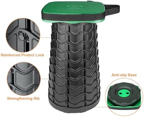 Boreeman Upgraded Collapsible Stool, Square Portable Stool, Lightweight Yet More Sturdy with Load Capacity 400lbs, Perfect for Camping Fishing Hiking BBQ (Square Army Green)