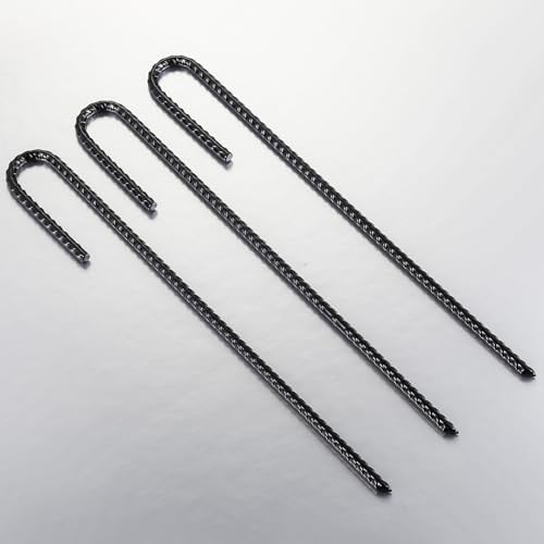Rebar Stakes U/J Hook Extra Heavy Duty,(50pcs) 12 inch x 1/4 inch Rust Proof Coated Steel Ground Stakes Ground Anchors, Garden Stake Metal Stakes Tent Stakes Trampoline Anchors (J-Hook)