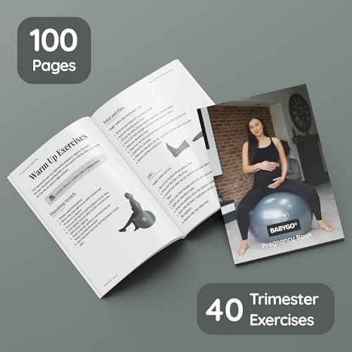 BABYGO® Birthing Ball for Pregnancy & Labor + Our Award Winning Book - Exercise, Birth & Recovery Plan, 5X Stronger Than a Yoga Ball with Eco Friendly Material