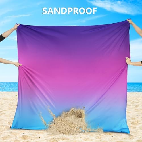 Beach Blanket Waterproof Sandproof Beach Mat 79" X 83" /10'x9'for 2-8 Adults Quick Drying Outdoor Picnic Mat Beach Accessories for Travel, Camping, Hiking