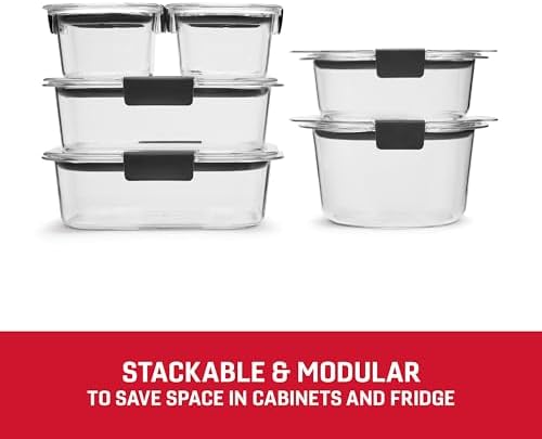 Rubbermaid Brilliance® Round and Rectangular Leak Proof Food Storage Containers, 12 Piece Set