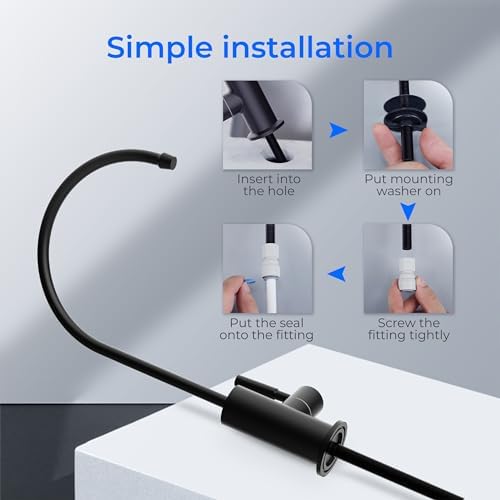 Waterdrop Filtered Water Faucet for Kitchen Sink, Reverse Osmosis, Stainless Steel, Black