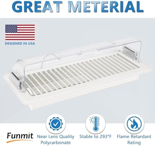 Funmit Air Vent Deflectors Adjustable Magnetic Heat Easy Adjust Between 9”-15” for Vents Sidewall Floor Ceiling Registers (4 Packs)