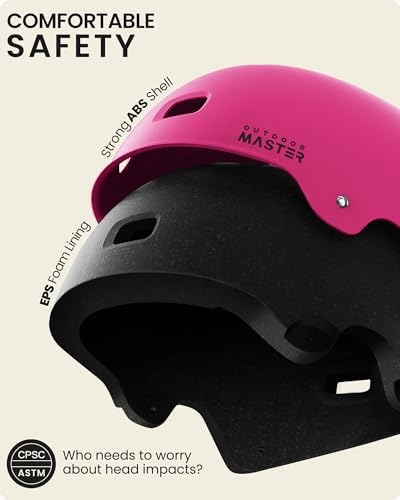 OutdoorMaster Skateboard Cycling Helmet - Two Removable Liners Ventilation Multi-Sport Scooter Roller Skate Inline Skating Rollerblading for Kids, Youth & Adults