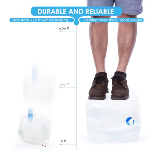 Collapsible Water Container Jug with Spigot, 2 Packs 5.3 Gallon BPA Free Camping Water Storage Carrier for Outdoor Hiking Backpacking & Emergency Survival Kit, Foldable Portable Canteen