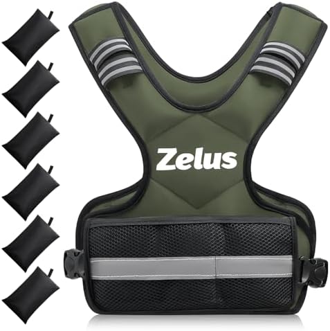 ZELUS Weighted Vest for Men and Women | 4-10lb/11-20lb/20-32lb Vest with 6 Ironsand Weights for Home Workouts | Adjustable Body Weight Vest Exercise Set for Cardio and Strength Training