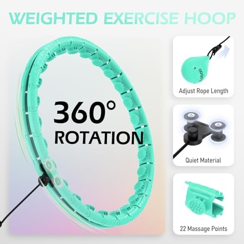 Weighted Hula Circle with 26 Links(56 Inch) for Adults Weight Loss, Infinity Fitness Hoop Plus Size, for Women Smart Exercise Equipment