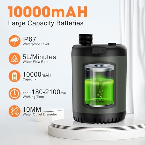 Catlyn Portable Camping Outdoor Shower Kit Rechargeable Electric Intelligent Shower Pump PX7 Waterproof for Outside Hiking Dog Bath Beach Traveling