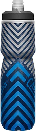 CamelBak Podium Chill Insulated Bike Water Bottle - Easy Squeeze Bottle - Fits Most Bike Cages - 24oz, Navy Stripe