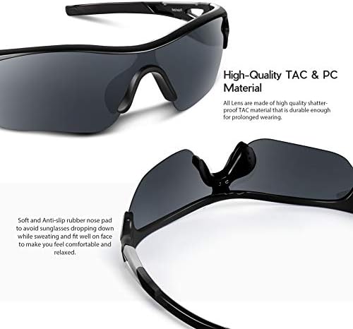 BEACOOL Polarized Sports Sunglasses for Men Women Youth Baseball Cycling Running Driving Fishing Golf Motorcycle TAC Glasses