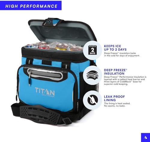 Arctic Zone Titan Deep Freeze Cooler - Zipperless Hardbody Cooler - Small & Large Capacity- Beach & Camping Cooler - Deep Freeze Insulation, HardBody Liner, and SmartShelf