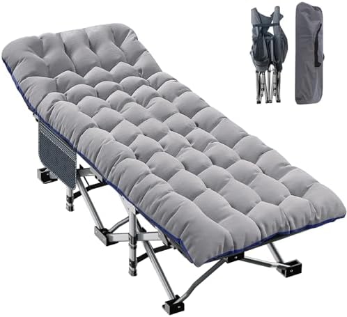 ABORON Oversized XXL Folding Camping Cot W/Mat for Adults, 78" L x 32" W x 18" H Heavy Duty Outdoor Bed with Carry Bag,1200 D Layer Oxford Travel Camp Cots