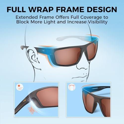 KastKing Huzzah Polarized Sport Sunglasses for Men and Women, Ideal for Driving Fishing Cycling and Running,UV Protection