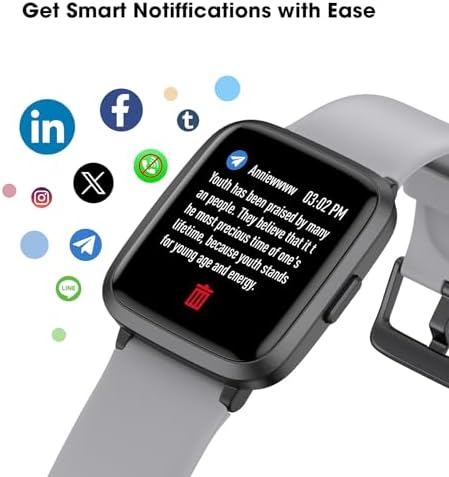 Fitness Tracker Watch with Heart Rate Monitor, Large Screen Activity Tracker with Pedometer, Sleep Monitor, Calories & Step Counter, 5ATM Waterproof Smart Watch for Women Men Fitness Watch for Sports