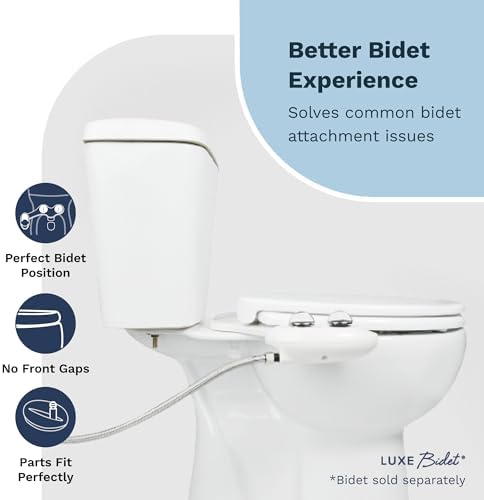 LUXE TS1008R Round Comfort Fit Toilet Seat with Slow Close, Quick Release Hinges, and Non-Slip Bumpers (White)