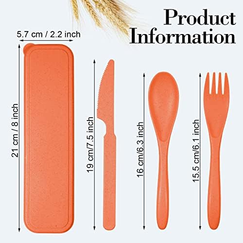 Yahenda 28 Sets Reusable Travel Utensils Set with Case Wheat Straw Cutlery Portable Spoon Knife Fork Tableware Lunch Box Accessories Bulk for Adults Travel Picnic Camping Utensils Gifts (Multicolor)