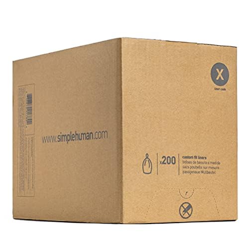 simplehuman Code X 200 Count, Genuine Custom Fit Liners, Drawstring Trash Bags, 30 Liter / 8 Gallon, White