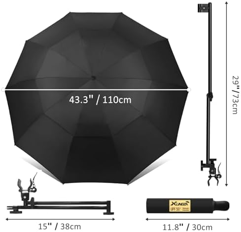UPF 50+ Beach Umbrella with Adjustable Universal Clamp