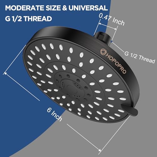 HOPOPRO 5-Mode High Pressure Shower Head - The Washington Post, NBC News, Today TV Show Recommended - High Flow Fixed Showerheads (6 Inch Oil Rubbed Bronze)