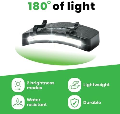 LitezAll LED Cap Light, 300 Lumens Hat Light for Outdoor Activities, Battery Powered and Weather Resistant Hat Lights for Camping, Hiking, and More