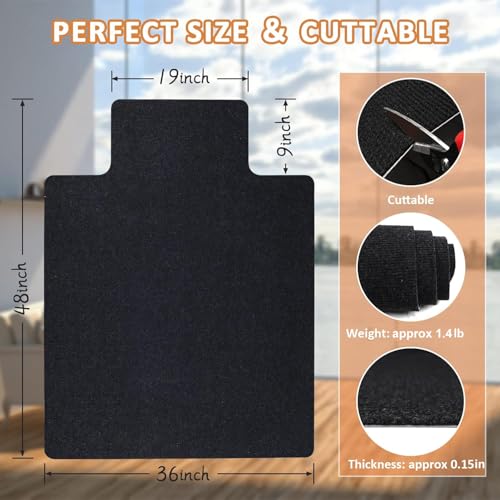 HomeMall Hardwood and Tile Floor Office Chair Mat, 48" x 36" Computer Gaming Rolling Chair Mat, Non-Slip Low-Pile Floor Protector, Under Desk Mat for Rolling Chair, Black Lip