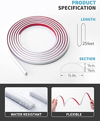 Art3d 25 Ft Peel and Stick Trim for Backsplash Tile Edge, Self-Adhesive Liner for Corner Decor in White