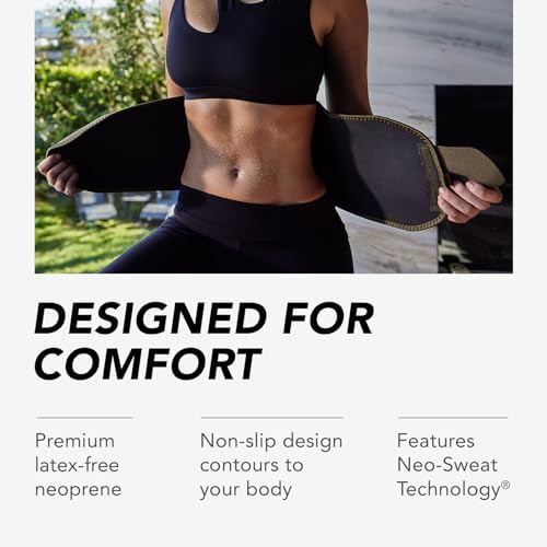 Sports Research® Sweet Sweat Waist Trimmer - Premium Sweat Enhancing Fitness Belt for Women & Men - 5 Adjustable Sizes
