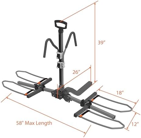 HYPERAX Volt 2 - E Bike Hitch Mounted Platform Style 2 Bikes Carrier for Car, SUV, Trucks, Sedan, Tilting e-Bike Rack for Hitch Fits Up to 2 X 70 lbs Bike with Up to 5" TIRE - NO RV USE!