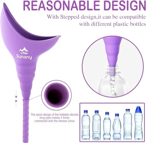 Female Urination Device, Reusable Female Urinal Silicone Women Pee Funnel Allows Women to Pee Standing Up, The Perfect Companion for Camping,Outdoor,Travel(Fuchsia)