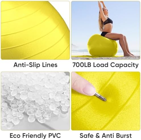 APEXUP Yoga & Pilates Ball - Anti Slip Heavy Duty Gym Ball for Fitness, Balance & Core Workout