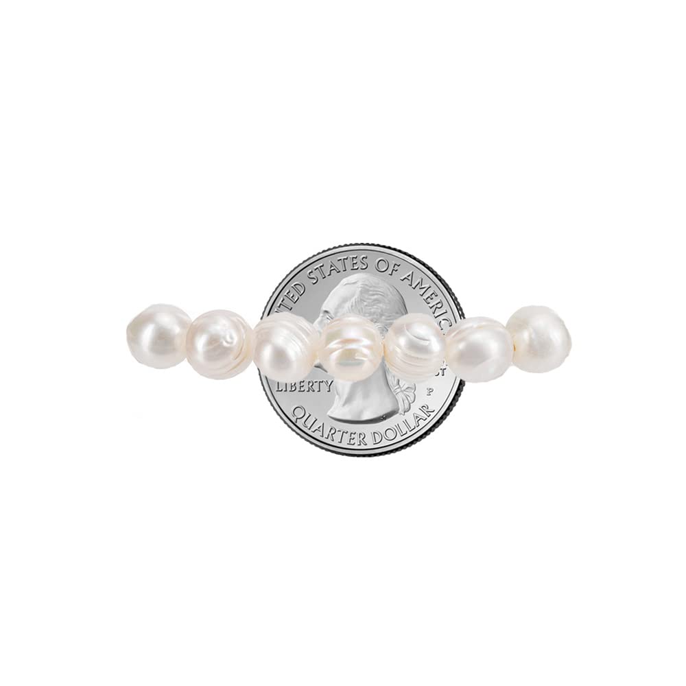 Savlano 8MM Cultured Freshwater Baroque Pearl Stretch Bracelet 7 Inches. Available In a Range of Beautiful Colors, For Women Comes with Gift Box
