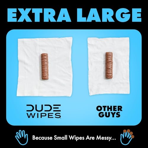 DUDE Wipes - Flushable Wipes Unscented - (6 Pack) 288 Wipes - Extra Large Wet Wipes Flushable - Vitamin-E & Aloe - Septic and Sewer Safe
