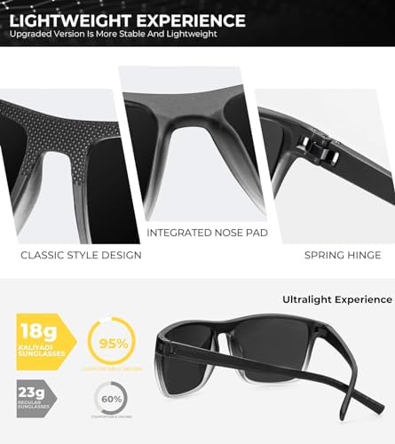 KALIYADI Polarized Sunglasses for Men, Lightweight Sun Glasses with UV Protection for Driving Fishing Golf