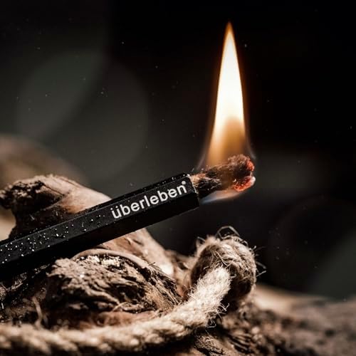 Überleben FIREKIT Survival Fire Starter Kit - All-in-One Fire Starting Kit w/Ferro Rod, Striker, Tinder Wick & Bellow, & Dry Kindling for Camping