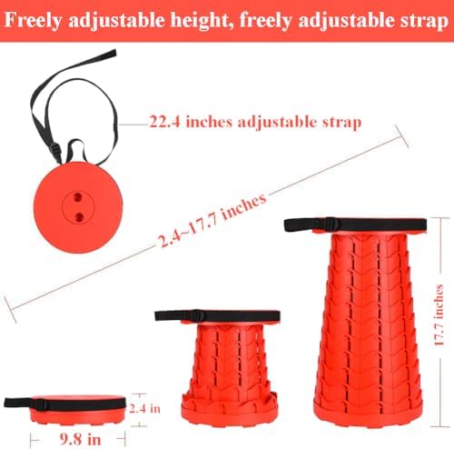 Fishboy Upgraded Collapsible Stool, 400lbs Max Weight, Lightweight But Sturdy, Portable Retractable Folding Telescoping Foldable Camping Stool for Adults Outdoor Fishing Hiking Gardening Travel BBQ