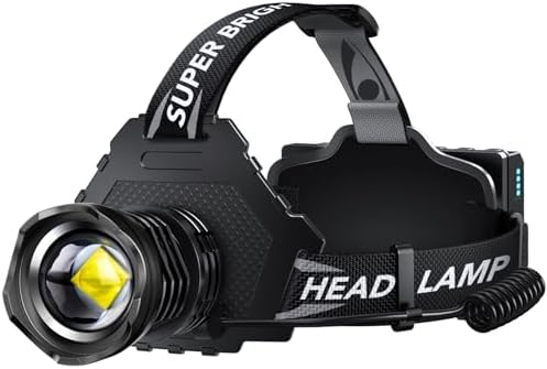 FARTIX Rechargeable LED Headlamp 2980 High Lumens, 12 Modes Zoomable Head Lamp, 95 Hours Long Battery Life & 125ยฐ Adjustable & IPX7 Waterproof Super Bright Head Light for Outdoor, Camping, Hard Hat