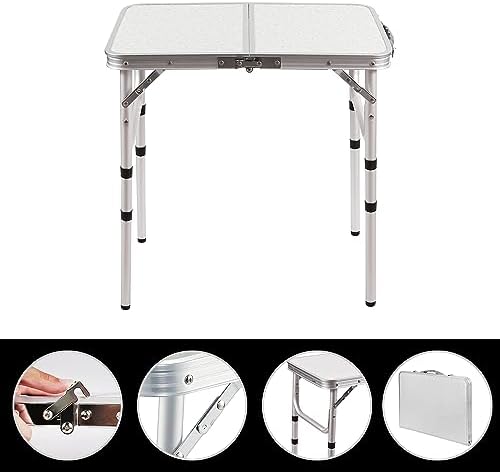 RedSwing Small Folding Table Portable 2 Feet, Small Foldable Table Adjustable Height, Lightweight Aluminum Camping Table, 15.7 in x 23.6 in x 19 in