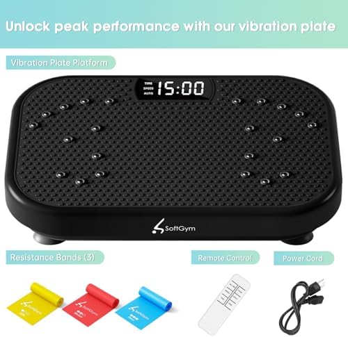 Vibration Plate Exercise Machine for Lymphatic Drainage Weight Loss,SoftGym Power Vibration Plate 300-400 Lbs Capacity Full Whole Body Workout Vibration Platform,Waver Vibration Plate for Home Fitness